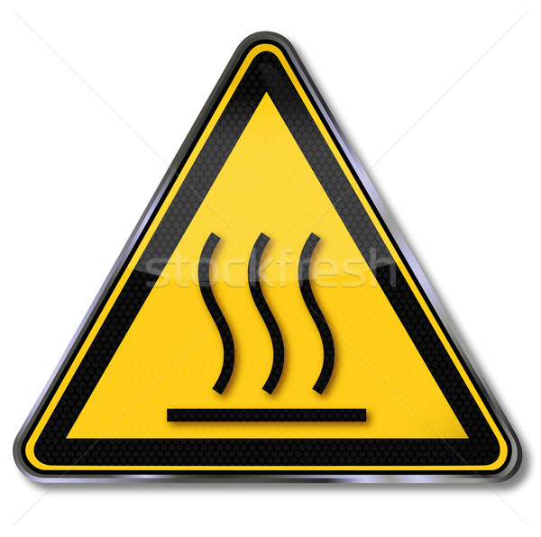 Figyelmeztető jel forró felület tányér energia hullám Stock fotó © Ustofre9