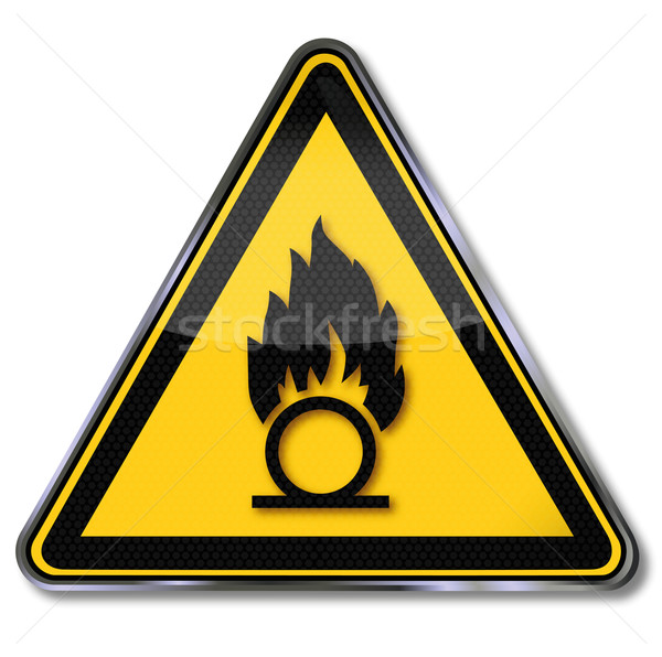 Stock foto: Warnschild · Warnung · Feuer · Recht · Platte · Zeichen