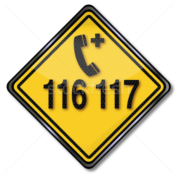 Exit sign with emergency call 116 117 for medical assistance Stock photo © Ustofre9