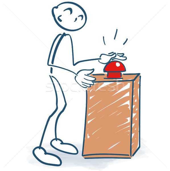 Stick figure with a red button and start Stock photo © Ustofre9