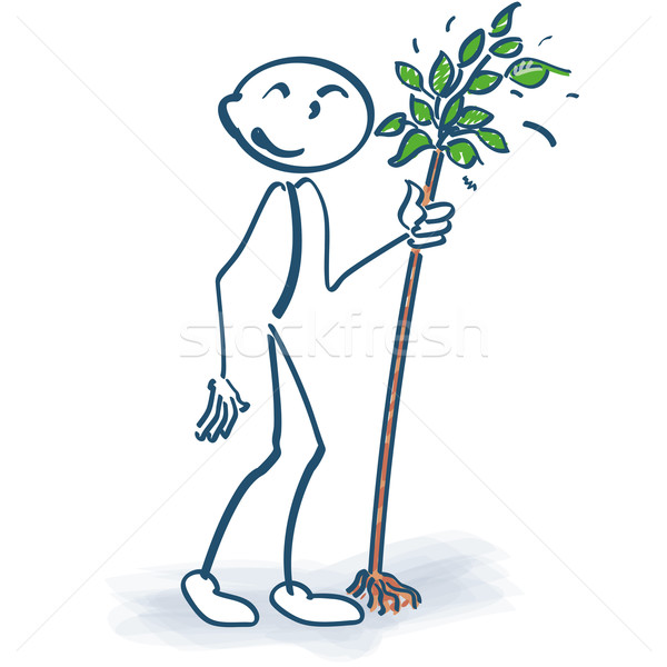 Stick figure with a little tree Stock photo © Ustofre9
