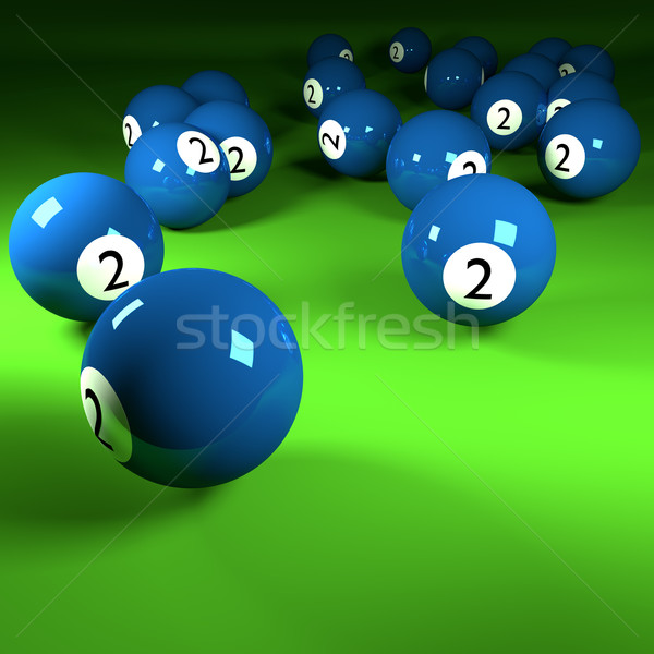 Kék biliárd golyók szám kettő zöld Stock fotó © Ustofre9