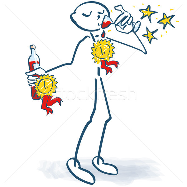 Stock photo: Stick figures cost a winning wine