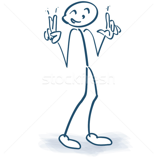 Stick figure with one and two fingers Stock photo © Ustofre9