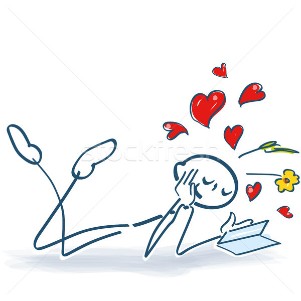 Stick figure reads a romance novel in the garden Stock photo © Ustofre9