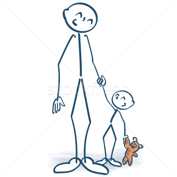 Stock photo: Stick figure as father with child