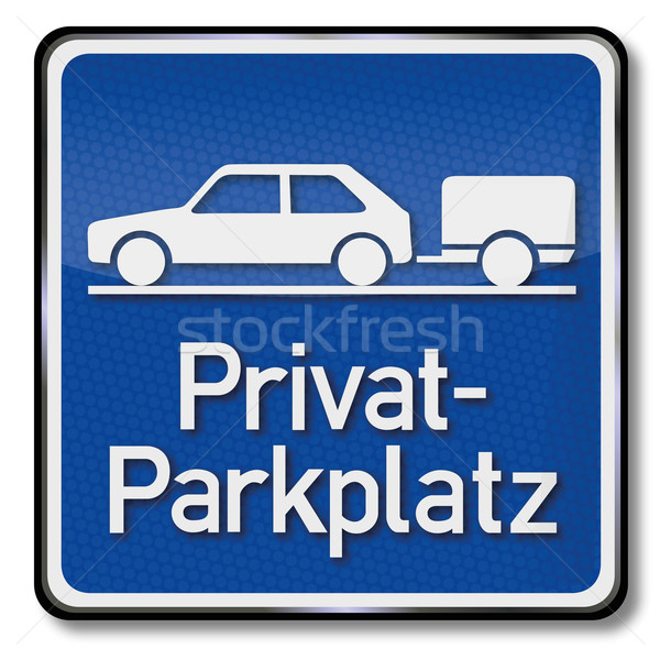Blue shield private parking for cars with trailers Stock photo © Ustofre9