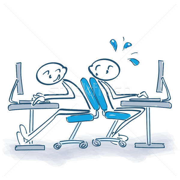Stick figure with rolling office chair to the back and lack of space Stock photo © Ustofre9