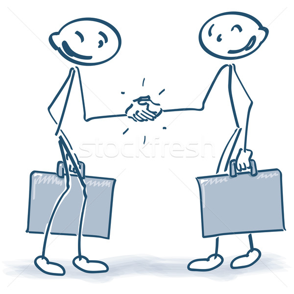 Stick Figures with suitcases when shaking hands Stock photo © Ustofre9