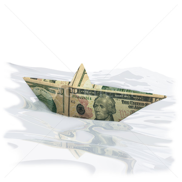 Paper boat made off a 10 dollar bill Stock photo © Ustofre9