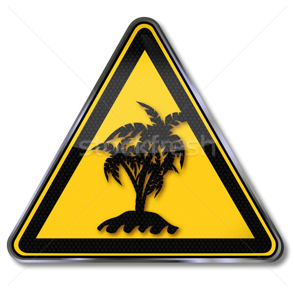 Stock photo: Sign solitary palm island