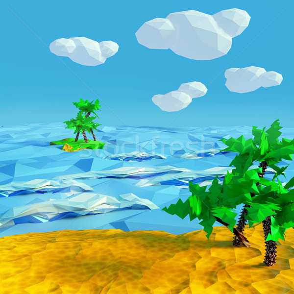 Stok fotoğraf: Plaj · palmiye · ağaçları · deniz · model · yaz · okyanus