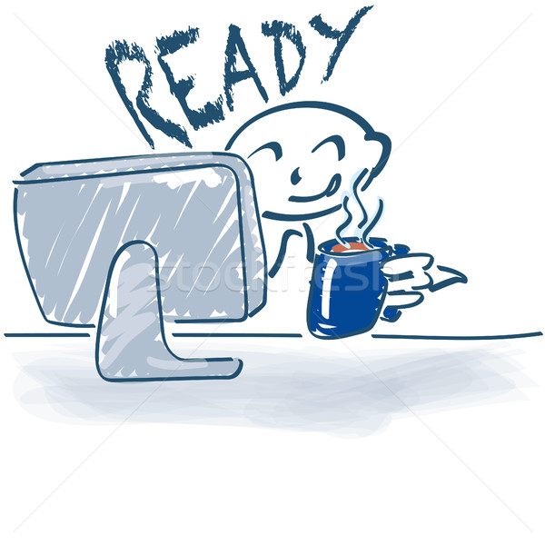 Stick figure at the computer and the work is done Stock photo © Ustofre9