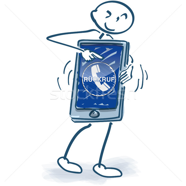 Stick figure with smartphone and call back Stock photo © Ustofre9