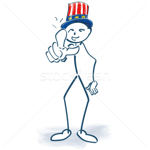 Stick figure with finger pointing as American and Uncle Sam Stock photo © Ustofre9