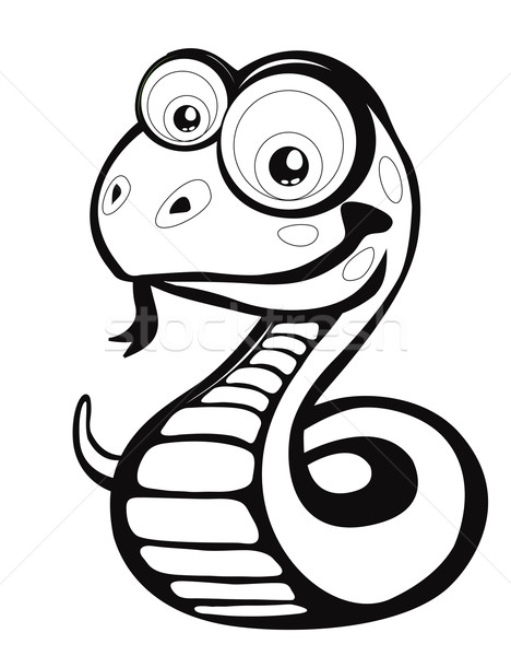 Cartoon змеи смешные вектора черно белые ребенка Сток-фото © vadimmmus