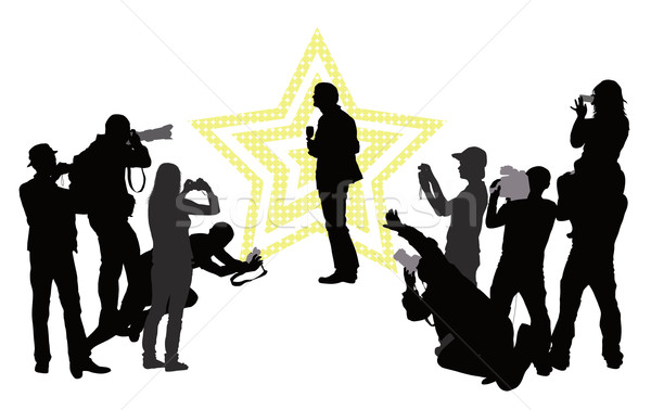 Beroemdheid groep mensen camera vector silhouetten man Stockfoto © vadimmmus