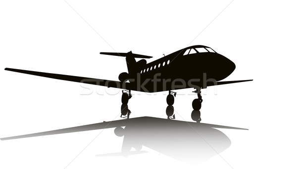 Flugzeuge Silhouette Privatjet Flugzeug Reflexion separaten Stock foto © vadimmmus