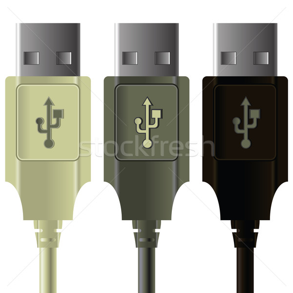 Zdjęcia stock: Usb · kabli · ilustracja · biały · biuro · technologii