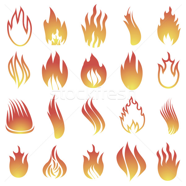 Hot Fire Icons Stock photo © Valeo5