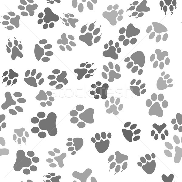 Stock photo: Seamless Cat Animal Paw Pattern