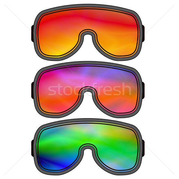 Set unterschiedlich Skibrille isoliert weiß Gesicht Stock foto © Valeo5