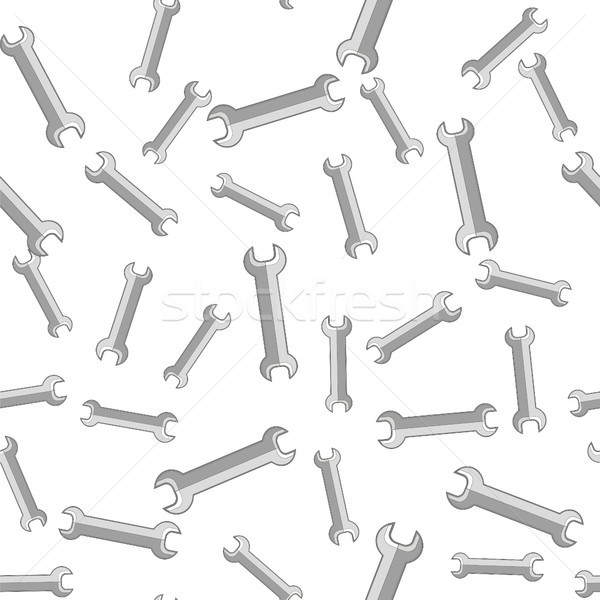 Stock photo: Set of Metallic Wrench Grey Seamless Pattern