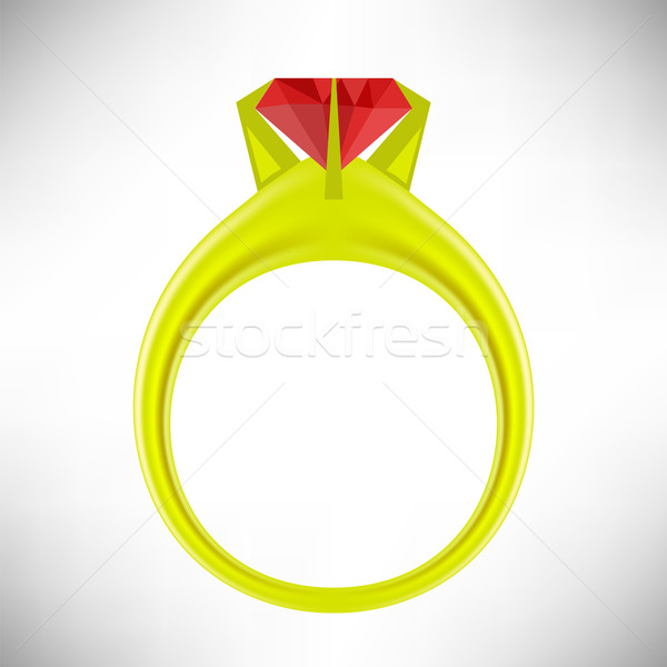 Ouro anel vermelho pedra isolado branco Foto stock © Valeo5