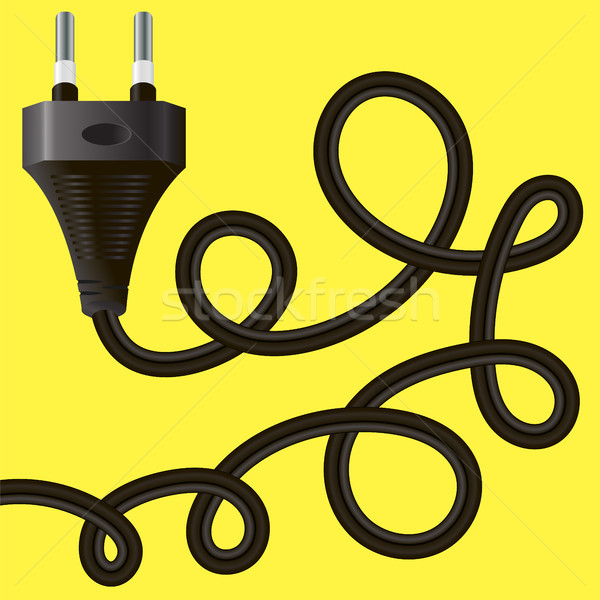 Zwarte plug kabel Geel huis technologie Stockfoto © Valeo5