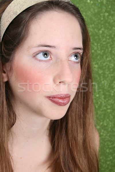 Tiener groene brunette hoofd band Stockfoto © vanessavr