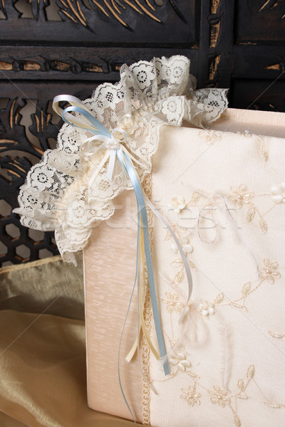 ékszerek doboz harisnyakötő krém színes menyasszonyi Stock fotó © vanessavr