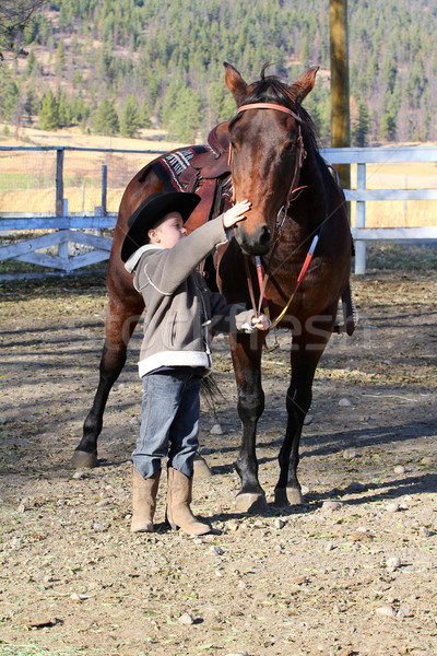 Cowboy chapeau de cowboy cheval amour [[stock_photo]] © vanessavr