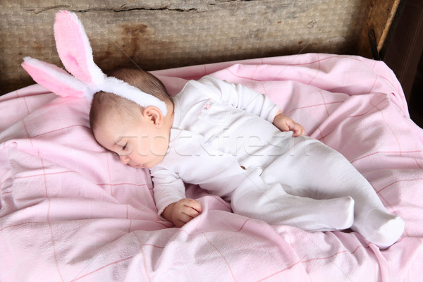 Stok fotoğraf: Easter · bunny · bebek · uyku · kabarık · kulaklar