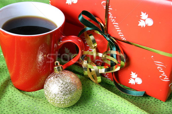 Christmas dag koffie ochtend geschenk decoratie Stockfoto © vanessavr