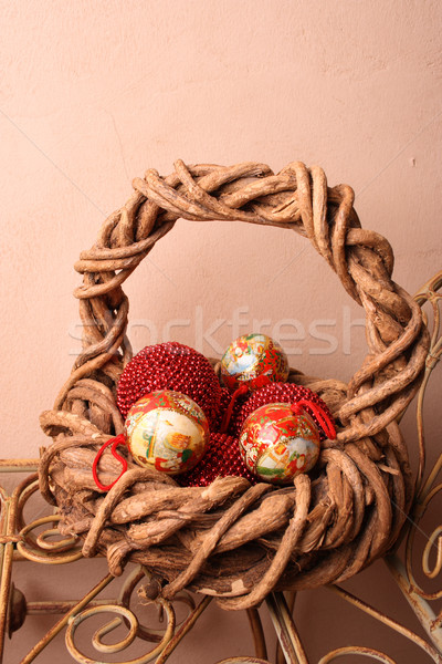 Christmas Basket with Balls Stock photo © vanessavr