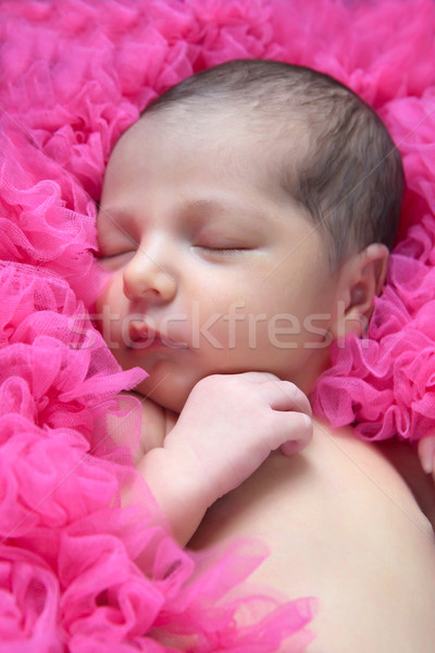 Pasgeboren meisje brunette slapen roze Stockfoto © vanessavr