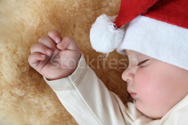 Slaperig christmas baby jongen hoed Stockfoto © vanessavr