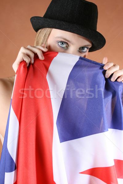 Flaga brytyjska piękna młodych kobiet model twarz Zdjęcia stock © vanessavr