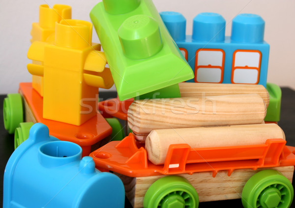 Bouwstenen auto verschillend kleuren kinderen hout Stockfoto © vanessavr