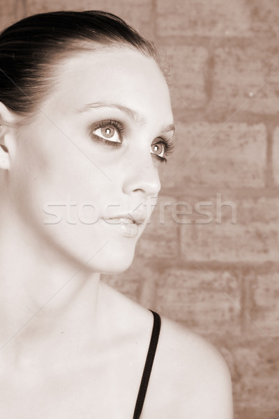 Kadın model güzel genç büyük gözleri yüz Stok fotoğraf © vanessavr