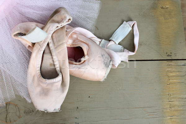 Ballettschuhe getragen Schuhe rosa net Holz Stock foto © vanessavr