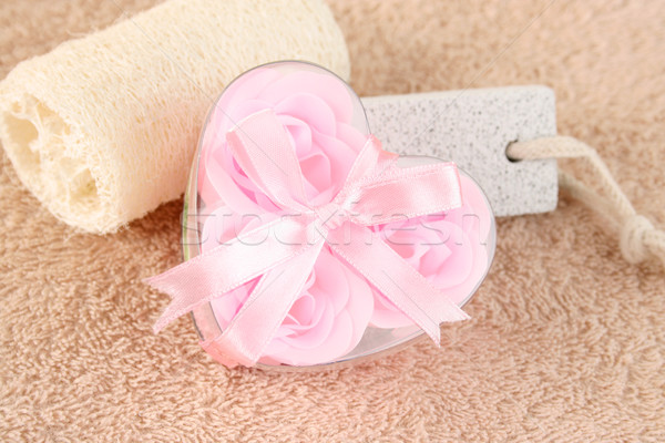 Bad ingesteld roze bloem hart container Stockfoto © vanessavr