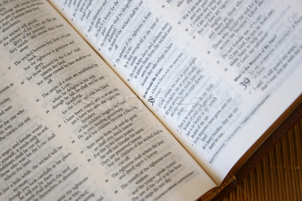 Biblia bőr kinyitott darab szentírás könyvek Stock fotó © vanessavr