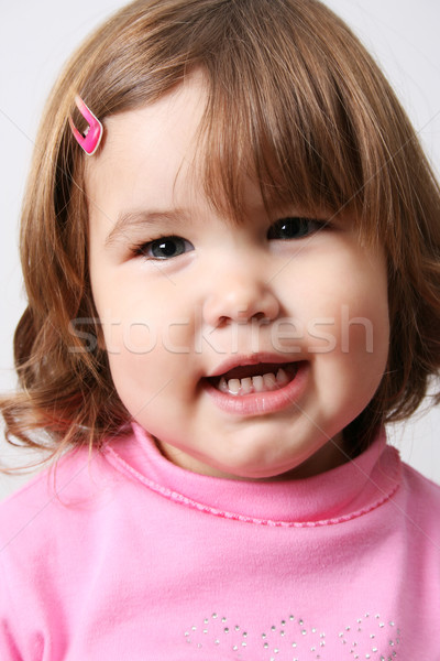 Foto stock: Criança · menina · bochechudo · bochechas · rosa