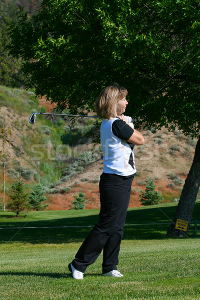 Kobiet golfa blond piłka w dół golf Zdjęcia stock © vanessavr