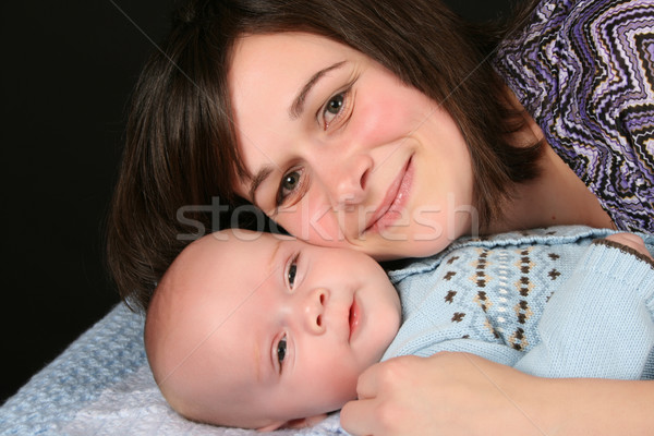 Moeder baby mooie brunette jongen gezicht Stockfoto © vanessavr