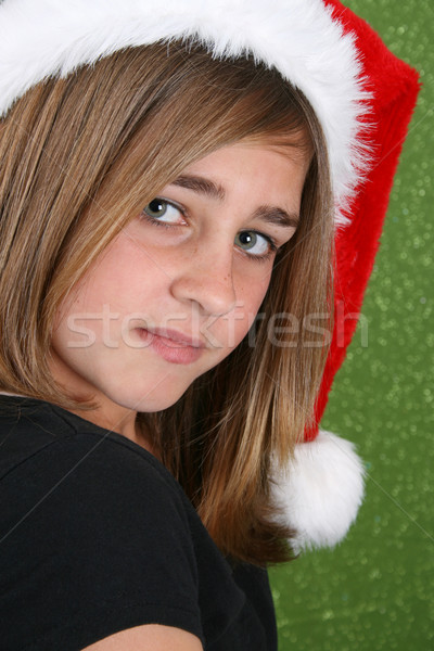 Christmas teen tiener rode lippen hoed Stockfoto © vanessavr