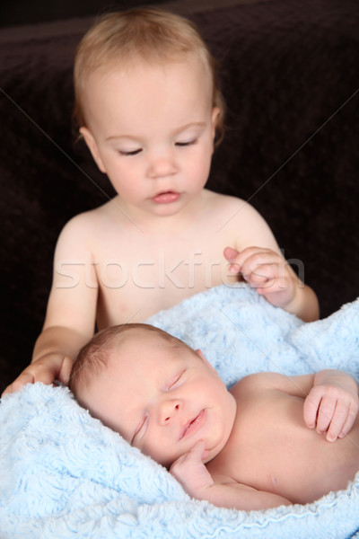 Fiútestvérek kisgyerek fiú újszülött baba fivér Stock fotó © vanessavr