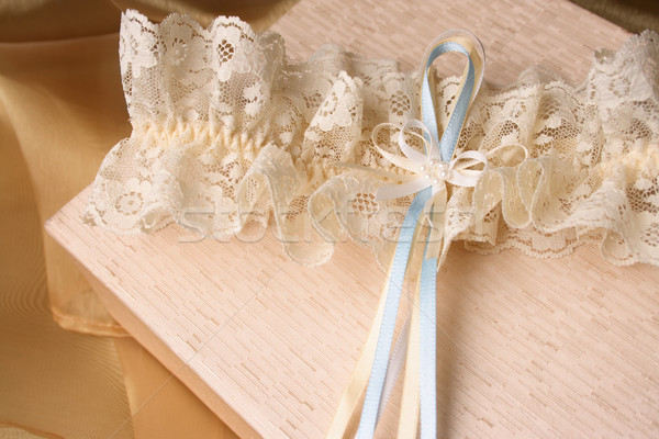 Krém harisnyakötő színes ékszerek doboz menyasszonyi Stock fotó © vanessavr