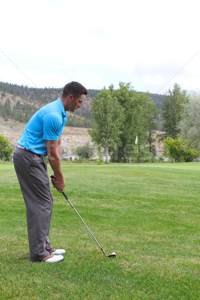 Stock fotó: Lövés · fiatal · golfozó · vasaló · férfi · golf